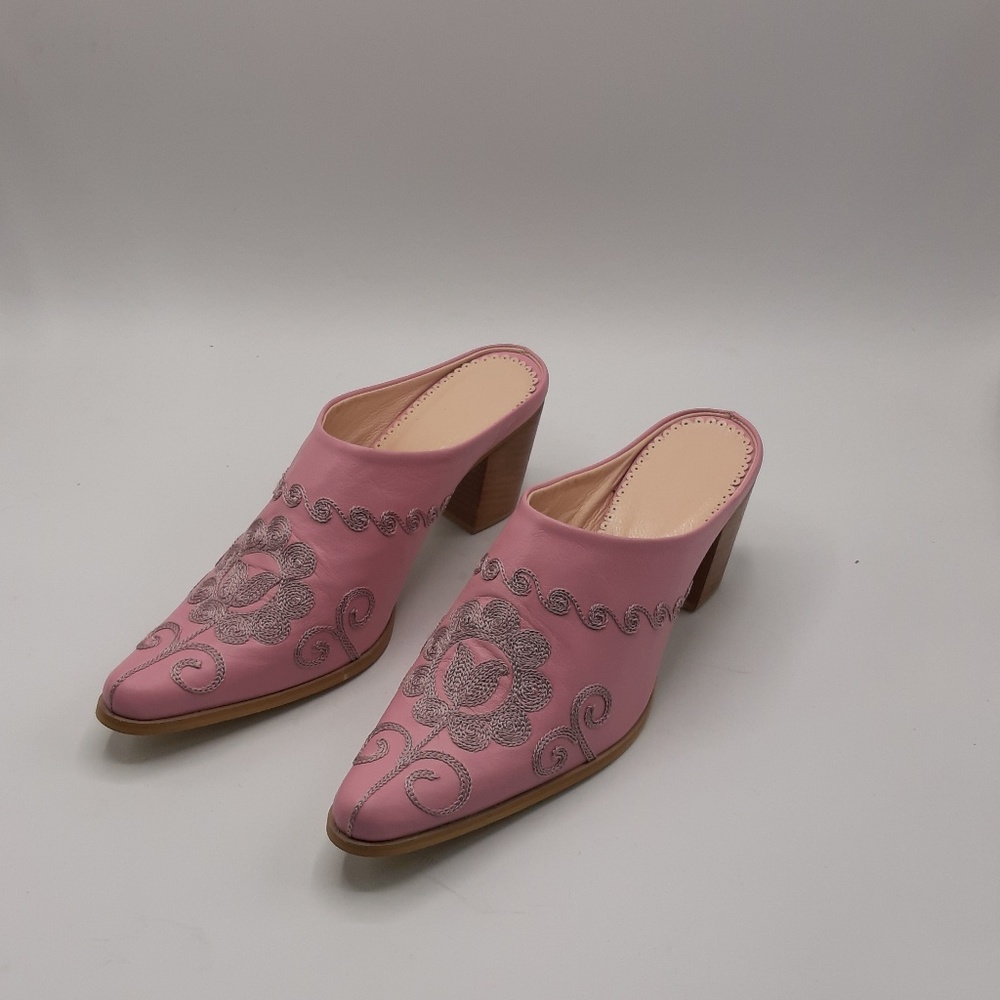 Leather Clogs, Suzani Shoes, Embroidered Women's C